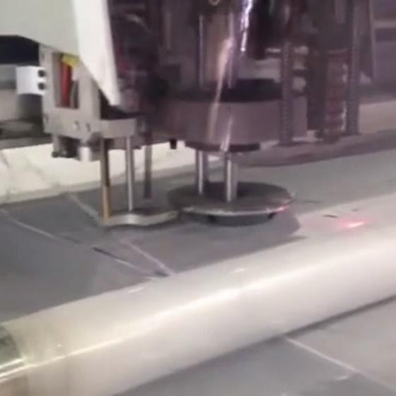 Multi layer denim fabric cutting video