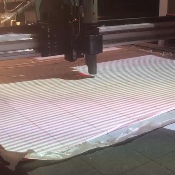 Projection style grid and strip fabric cutting video